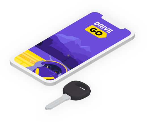 Phone with Drive Go mobile app and key
