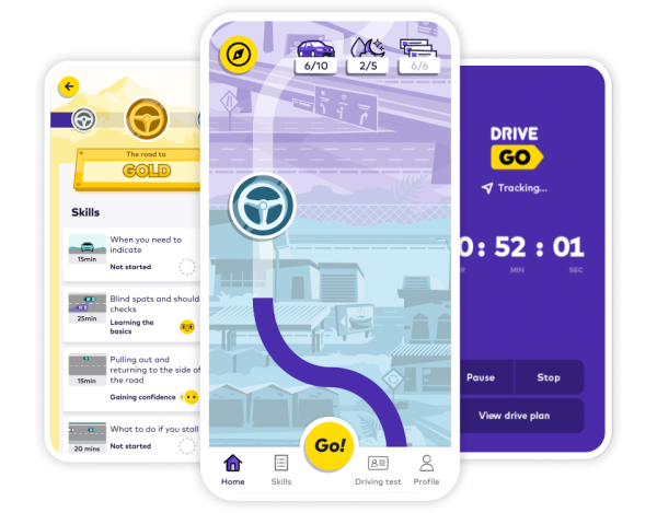 Screenshots of the Drive Go app