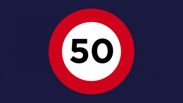 50km/h speed limit sign