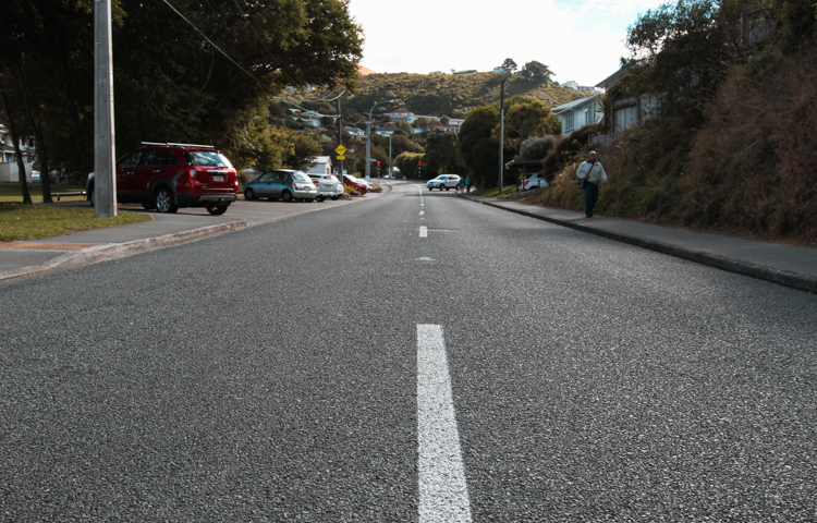 Looking down a road with a white painted centreline